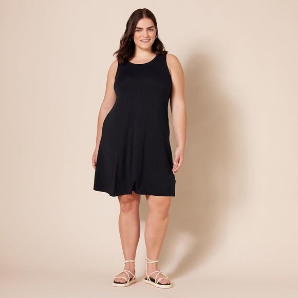 Women's Plus Size Tank Swing Dress Rayon Blend Sleeveless Casual Everyday - Picture 6 of 8